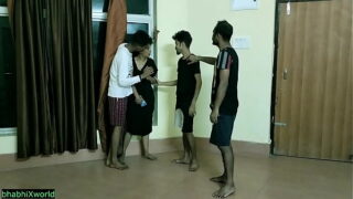 Telugu hottie aunty fucking by three boys at boyfriend home Hot xxx Video